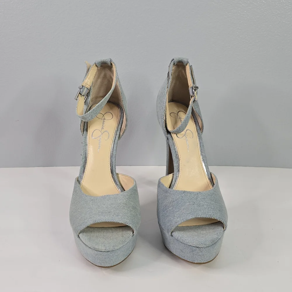 NWOT Jessica Simpson Beeya Light Denim Platform Sandals